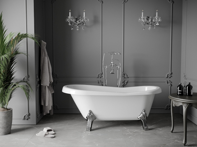 Mexen pilkos plytelės vonioje