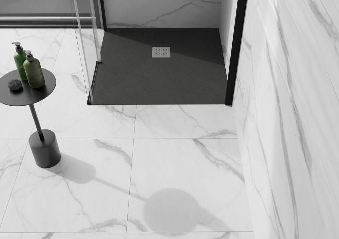 Juodieji kvadratiniai dušo padėklai