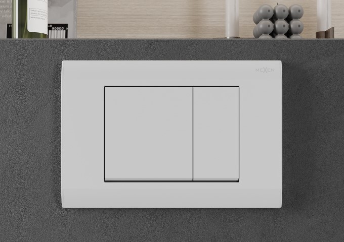 Potinkinio montavimo geberitai WC su baltu mygtuku