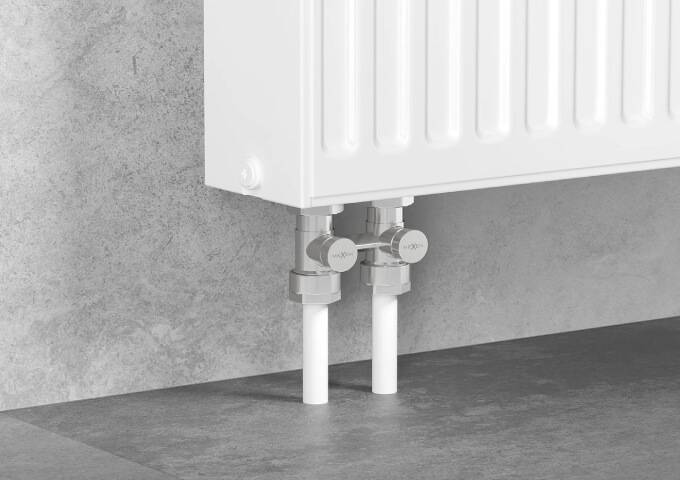 Dvivietis radiatorinis vožtuvas baltas