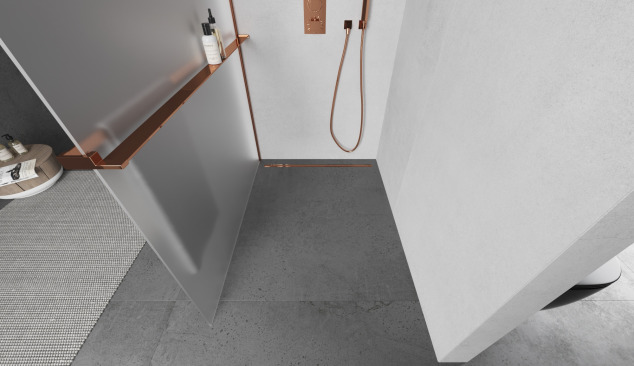 Išskirtinis rožinis auksas vonios kambaryje