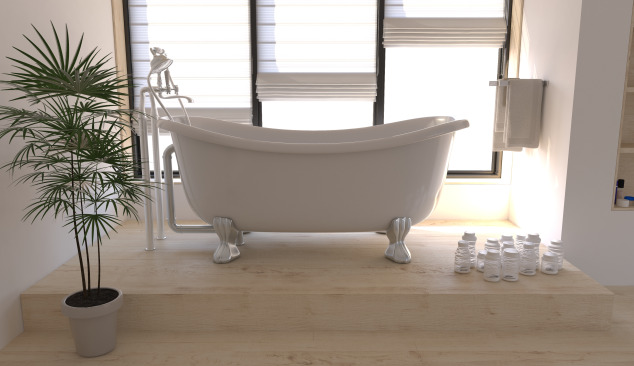 Medinės grindys baltai voniai