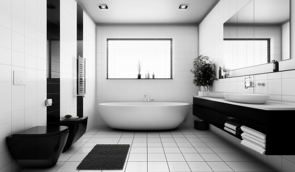Moderni juodos ir baltos spalvos vonia – kaip sukurti nesenstantį interjerą?